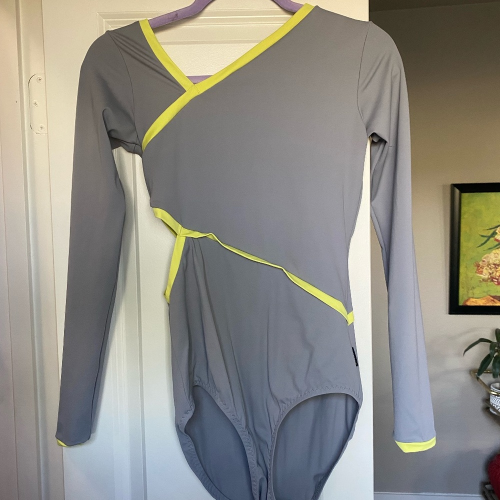 Grey Long Sleeve Cut Out Active Royale Leotard